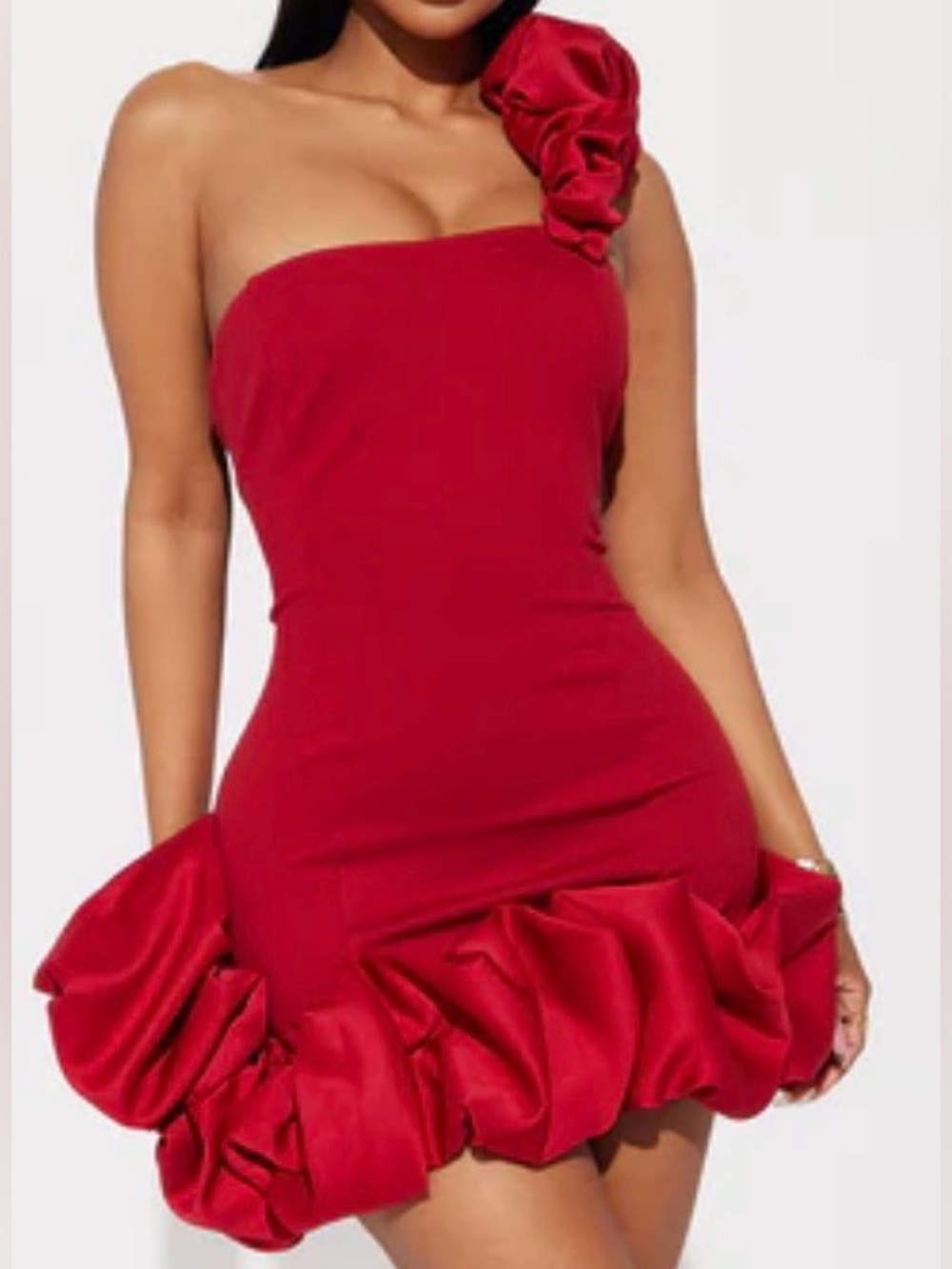 Fashion Nova Red Ruffle Mini Dress Size S